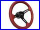 1969-94 Chevy Truck/Car 6-Bolt Red Leather Steering Wheel Kit, Silver Bow Tie