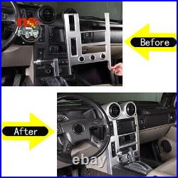 ABS Silver Car Center Console Kit Panel Frame Trim Cover For Hummer H2 2003-07