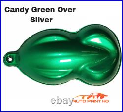Candy Green Over Silver Basecoat Gallon Car Auto Paint Kit + High Solids Clear
