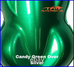 Candy Green Over Silver Basecoat Gallon Car Auto Paint Kit + High Solids Clear