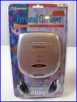 Emerson Personal CD Player NEW Car Adapter Retro Cool Car Kit Silver Anti Skip