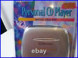 Emerson Personal CD Player NEW Car Adapter Retro Cool Car Kit Silver Anti Skip