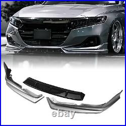 For 2021 Honda Accord YOFER Car Front Splitter Lip Kit + Side Cover Trim Silver